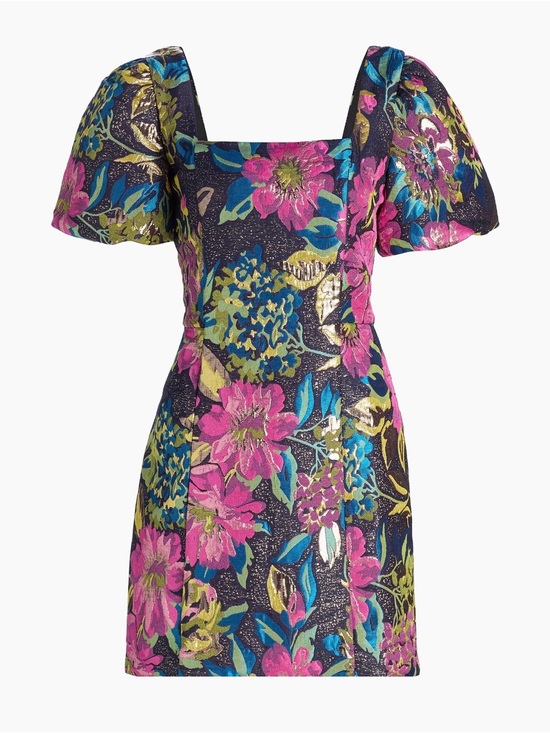 Lilly Pulitzer Pants - NWT Lilly Pulitzer Booker Brocade Floral Puff-Sleeve Romper/Mini Dress Size 14